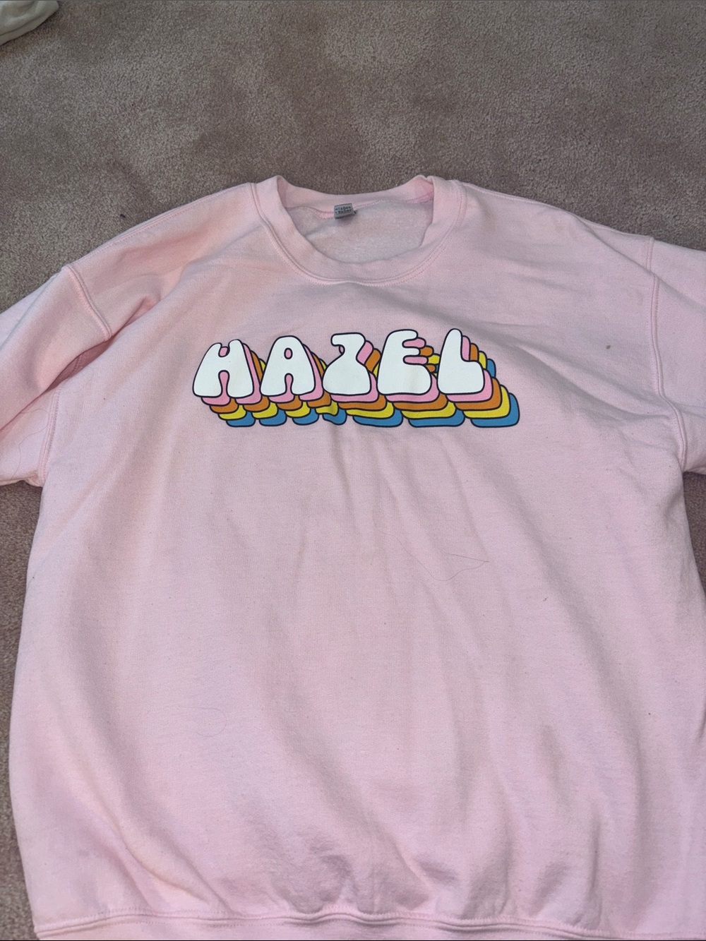 hazel Pastel Pink Crewneck Sweatshirt with Multicolor Logo - Kids